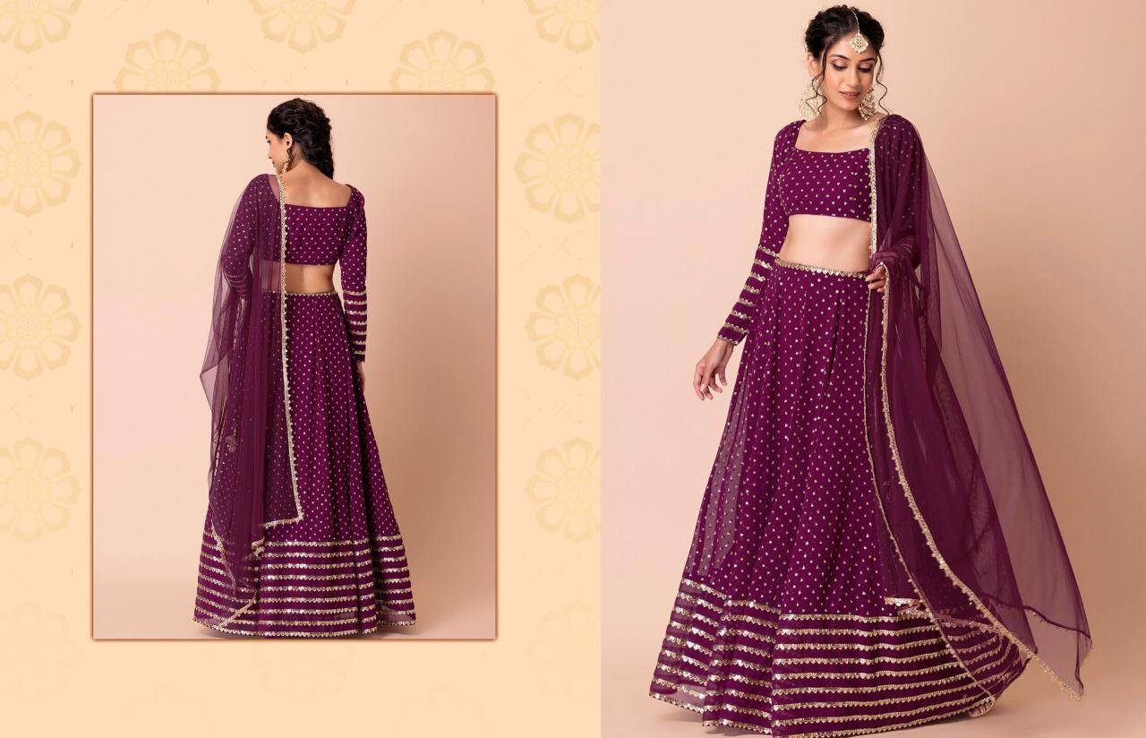 Zeel Clothing vol 27 georgette Wine Bridal lehenga choli in Kolkata